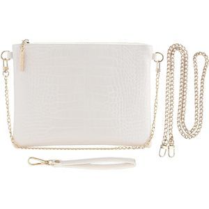 Vegan Clutch Bag Pouch With Removable Wristlet And Two Size Metal Chain ^_^